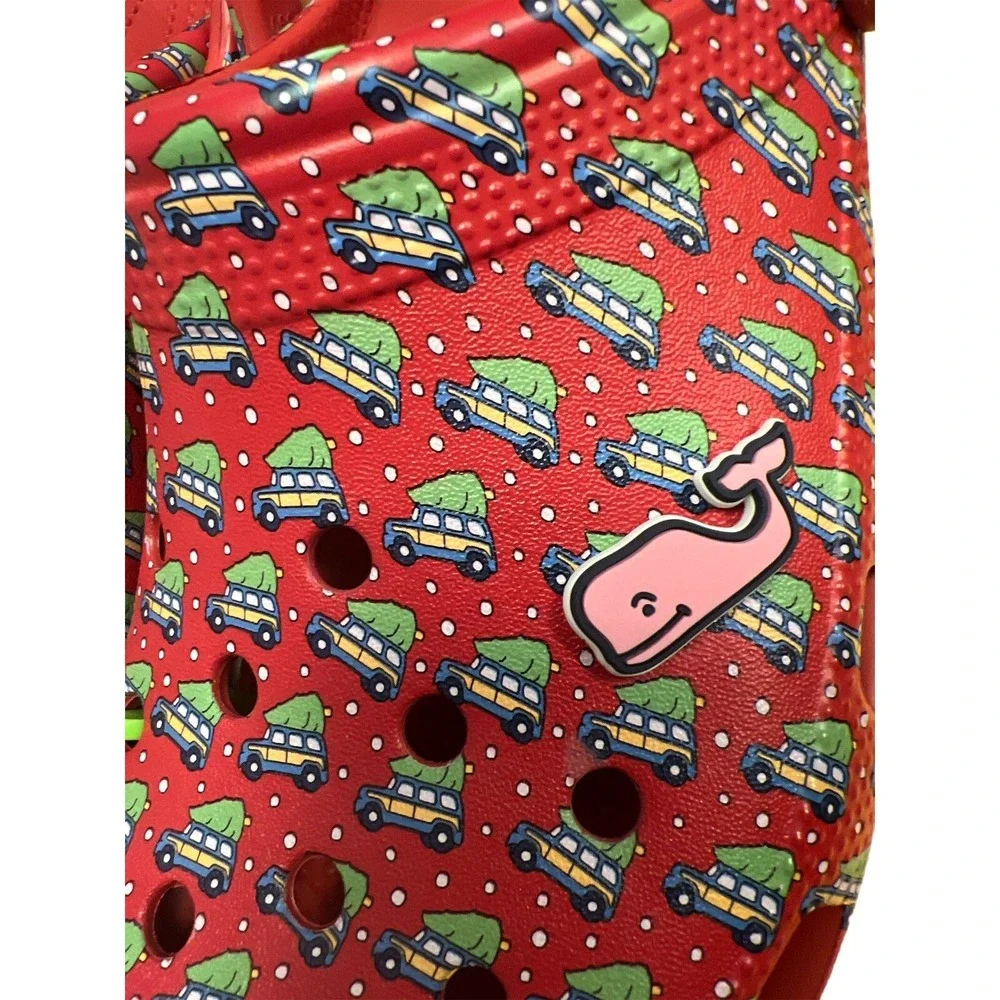 Crocs Vineyard Vines Clogs Mens 11 Red New Holiday Christmas Station Wagon Print